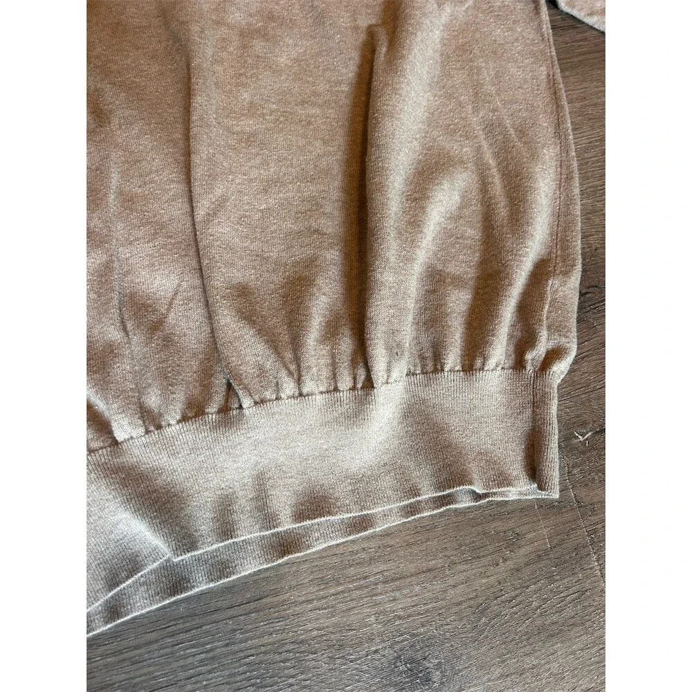 Polo Ralph Lauren Sweater Mens Pima Cotton L Beige V-Neck Pullover Pony Logo